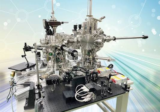 A supplied multi-chamber vacuum instrumentation image. The specific technique and instrument model are not identified.