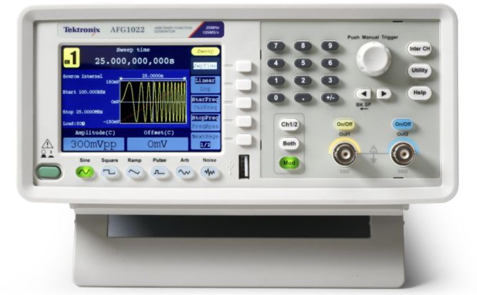A supplied signal generator photograph illustrating controlled electrical waveform generation.