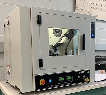 A supplied X-ray diffractometer photograph illustrating structural and phase characterization.